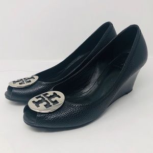 TORY BURCH SALLY 2 PEEP TOE WEDGE SHOES (SZ 9)